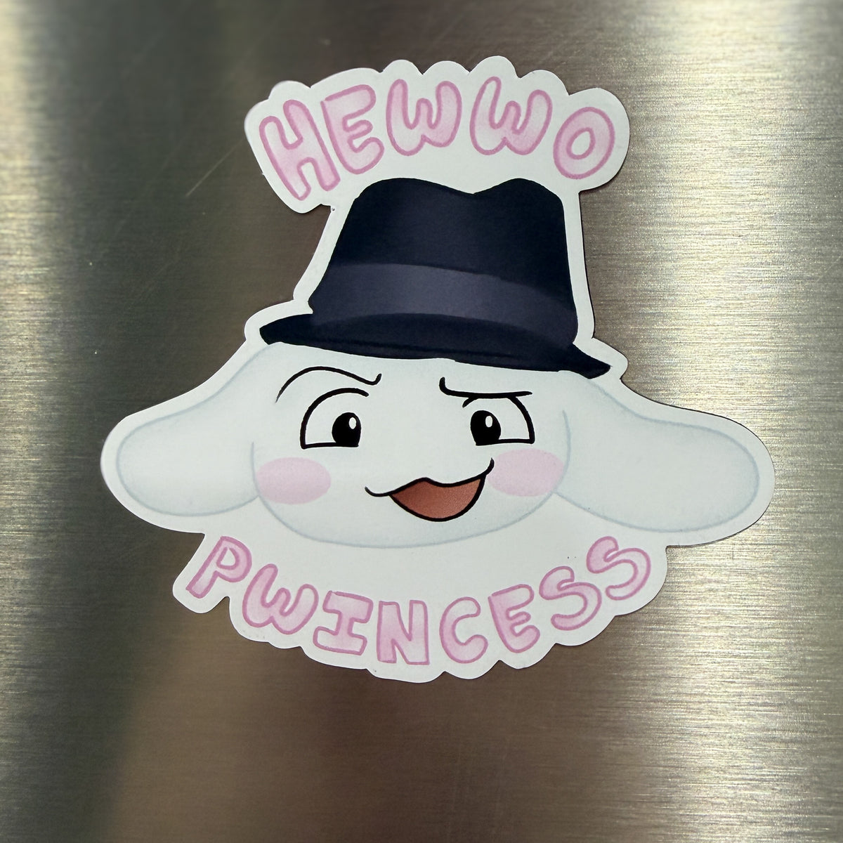 Hewwo Pwincess White Dog Magnet